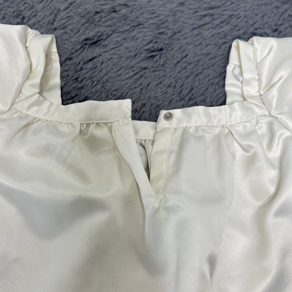 H&M Girls White Puff-Sleeve Dress – Satin Look - Picture 6 of 8